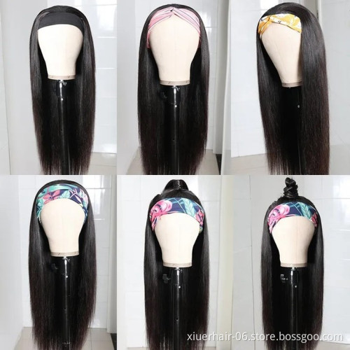 Yaki Human Hair Wig with Headband Peruvian Kinky Straight, Wholesale Human Wigs 100% Human Hair